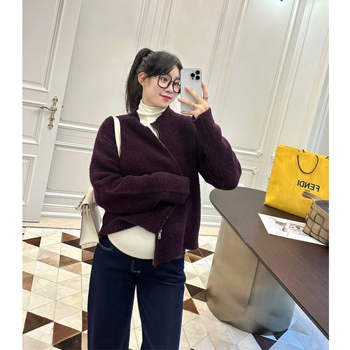 孕妇羊毛混纺针织开衫宽松显瘦