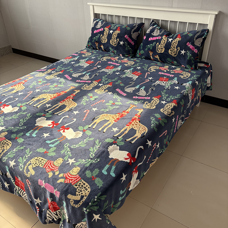 出口英国外贸尾单秋冬加厚法兰绒被套加密双面绒保暖被罩枕套床品