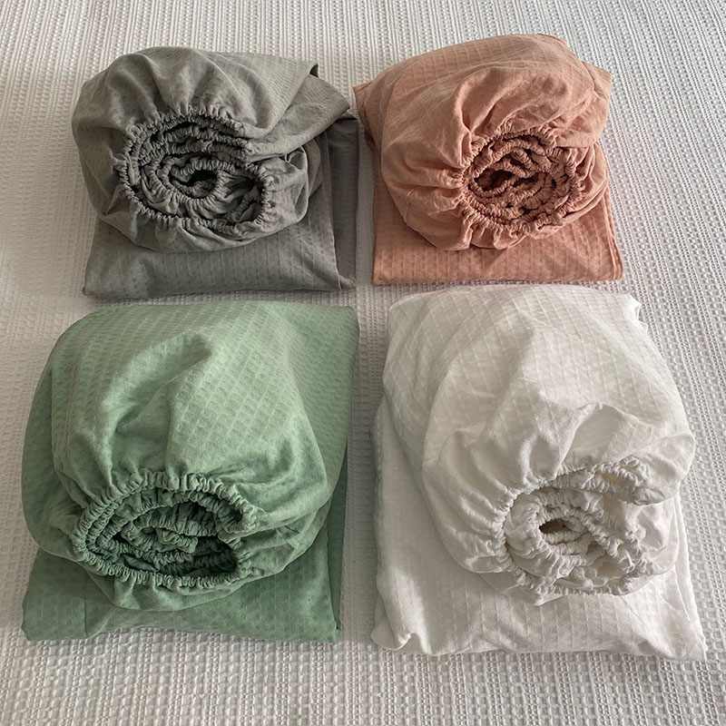 外贸尾单纯棉蜂巢床笠加厚床垫套