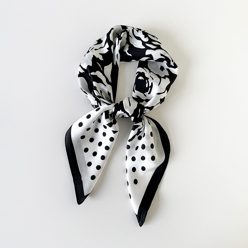 Unbox Mist小红书同款秋冬季简约印花时尚波点几何小方巾丝巾围脖