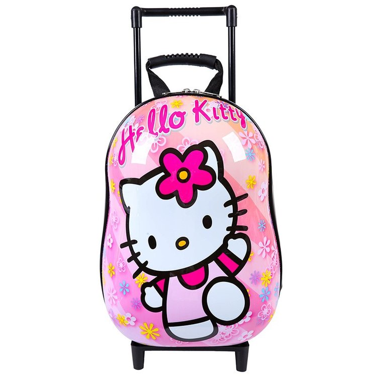 開學季13寸蛋殼學生書包硬殼拉桿箱卡通hellokitty寶寶拉桿包包郵