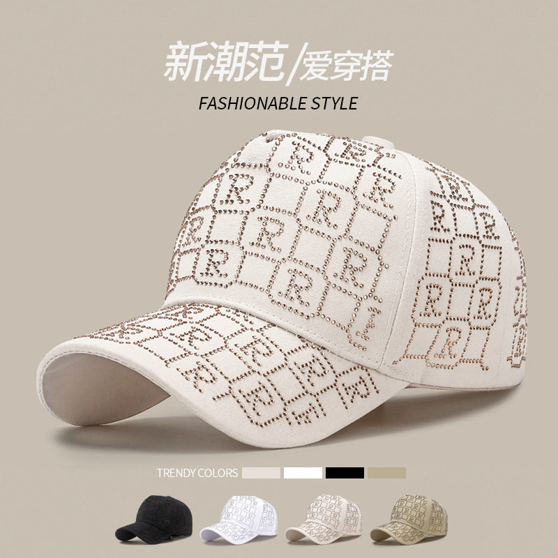 满钻字母纯棉棒球帽女士韩系百搭