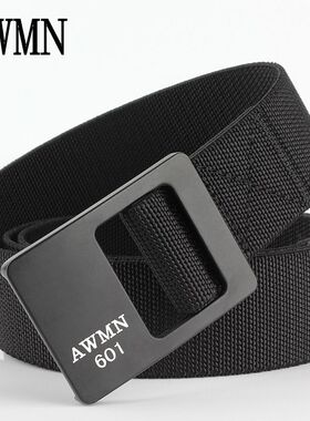 新款AWMN601弹力编织腰带百搭牛仔裤皮带休闲腰带平滑扣战术裤带