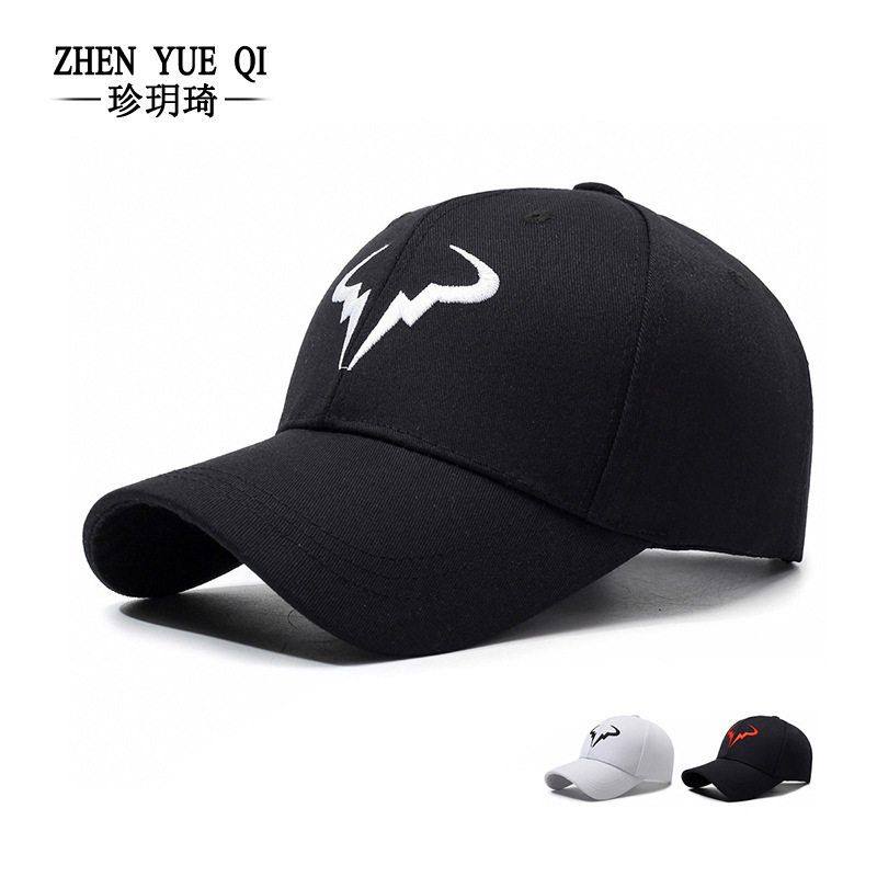 四季时尚男女同款刺绣闪电羊角弯檐棒球帽户外运动遮阳防晒鸭舌帽