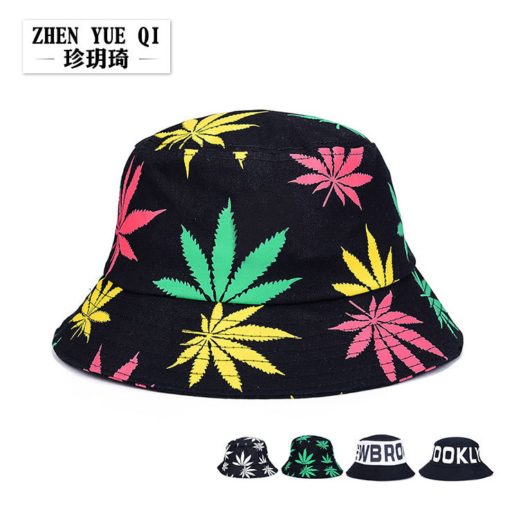 沙滩渔夫帽可折叠男情侣字母时尚