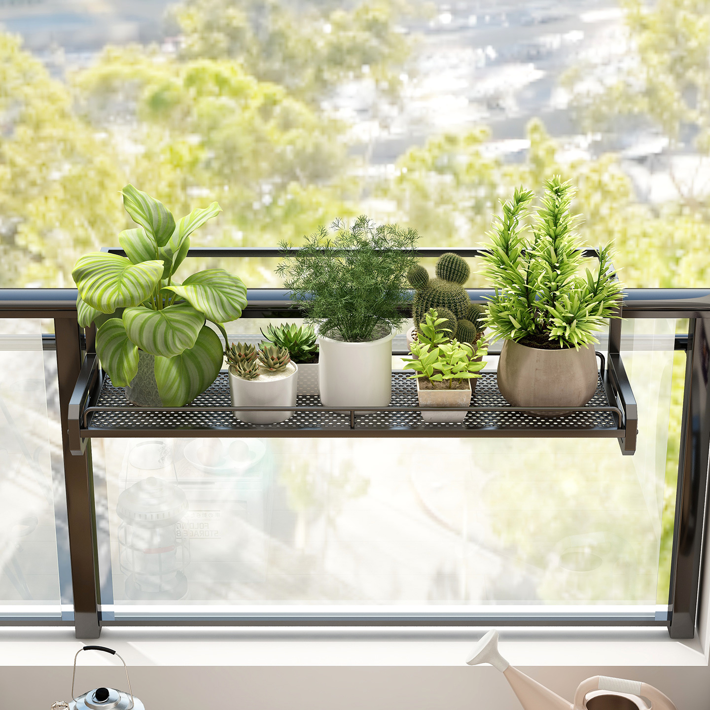 家用护栏花架阳台客厅室内栏杆悬挂多肉植物花架置物架铁艺花架子