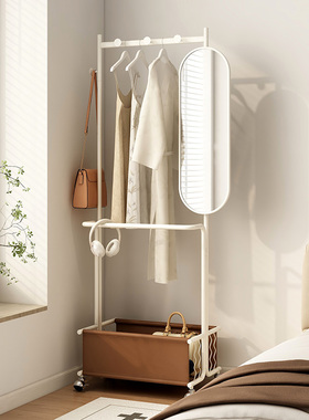 可旋转穿衣镜挂衣架一体家用卧室落地可移动衣帽架全身镜落地镜子
