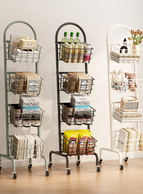 小推车置物架可移动落地多层零食展示收纳架厨房水果分层收纳架子
