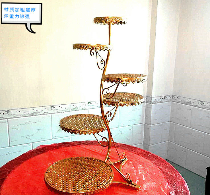 欧式铁艺多层蛋糕架6层金色糕点架可拆装婚庆寿宴甜点装饰托盆架