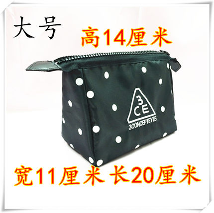 新款韩国3CE波点刺绣三只眼化妆包收纳洗漱包便携包中包专柜赠品