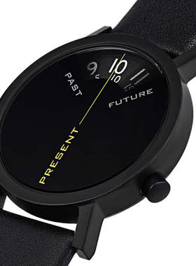 Projects创意手表Past Present Future个性皮带黑色石英男女手表