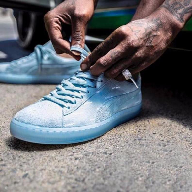 正品代購PUMA 彪馬Suede V2春夏款絢彩涂鴉水晶底男士休閑鞋板鞋