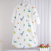 空调房 儿童防踢被婴儿拉链式 春夏纯棉宝宝睡袋睡衣薄款 单层一体式