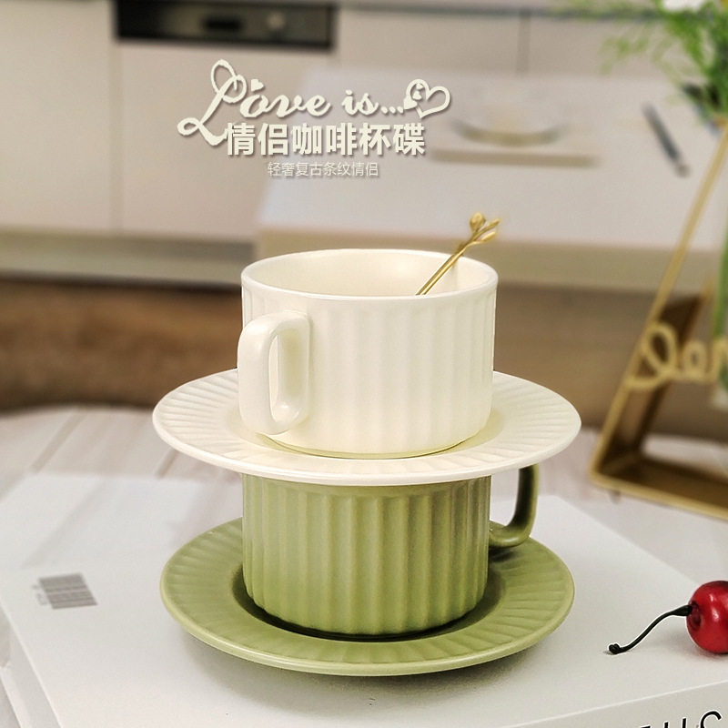 日式陶瓷咖啡杯碟套装手柄杯茶杯咖啡杯
