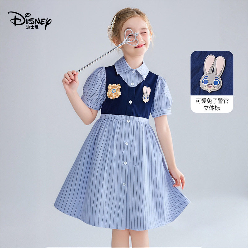 Disney迪士尼女童连衣裙2026夏新款亮片洋气公主裙宝宝网纱蛋糕裙