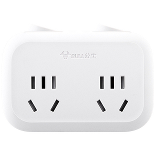 公牛一转多转换器插座一转二三不带线排插分控插排无线插板带开关