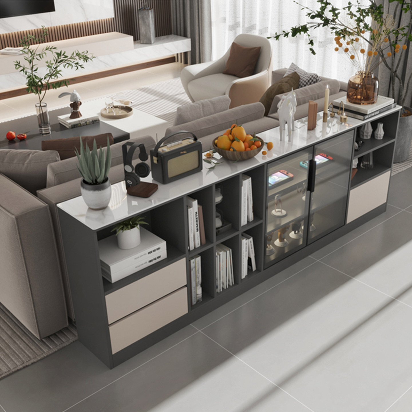 超薄餐边柜30cm横厅沙发后长条桌轻奢风背靠柜靠山柜客厅隔断柜