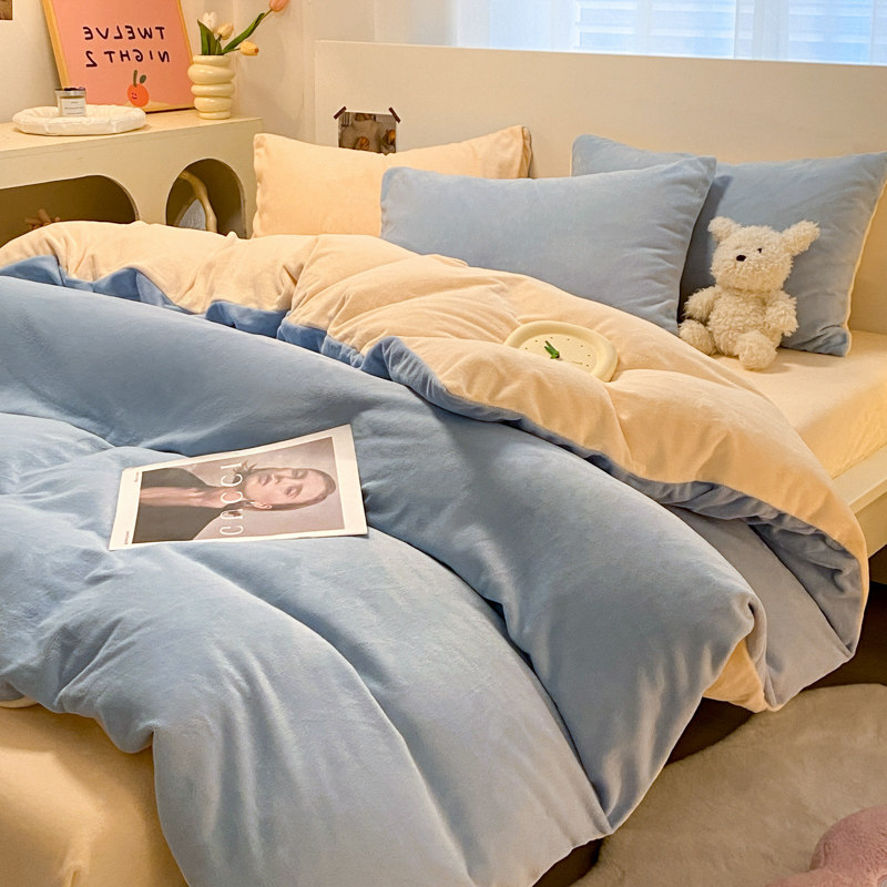 牛奶绒四件套双面加厚珊瑚绒学生宿舍三件套被套单件床上用品冬季,床上用品,床品套件/四件套/多件套,淘宝优惠券,粉丝福利购,淘宝优惠卷