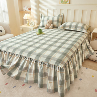 韩版 公主风纯棉床裙遮丑下摆全棉床罩三件套床单件床垫保护套四季