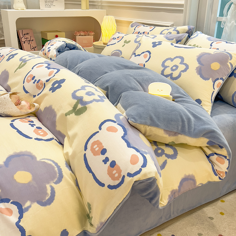 已售1万+人付款全棉牛奶绒四件套