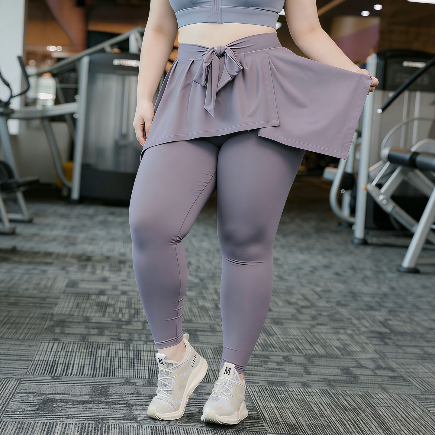 假两件健身裤女大码紧身速干瑜伽