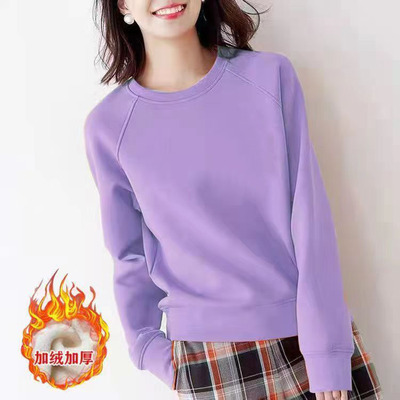 加绒加厚宽松纯棉韩版女装卫衣