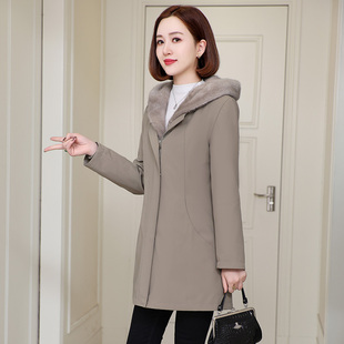 海宁派克服女2025新款冬连帽水貂毛内胆可拆卸高端尼克服皮草外套