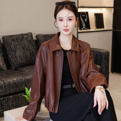 高端真皮皮衣女2025新款宽松小个