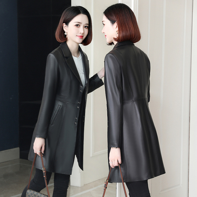 薇蔓娜高端真皮皮衣修身中长款
