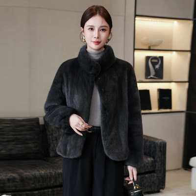 高端水貂皮草外套女短款