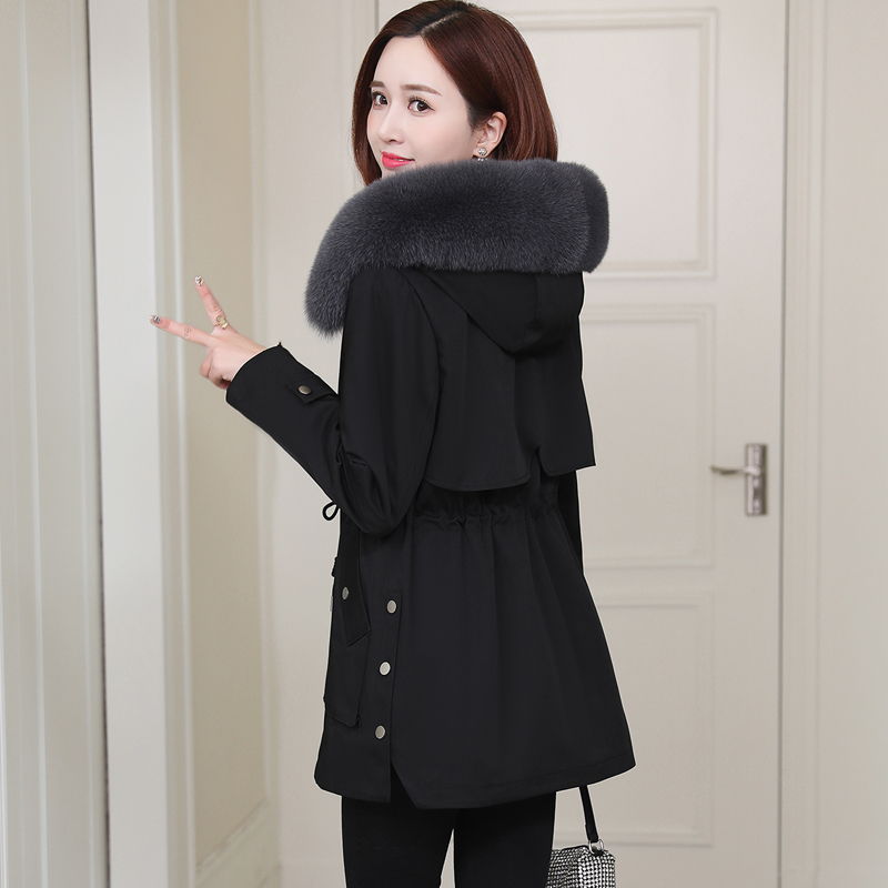 派克服女2023冬新款獭兔领内胆