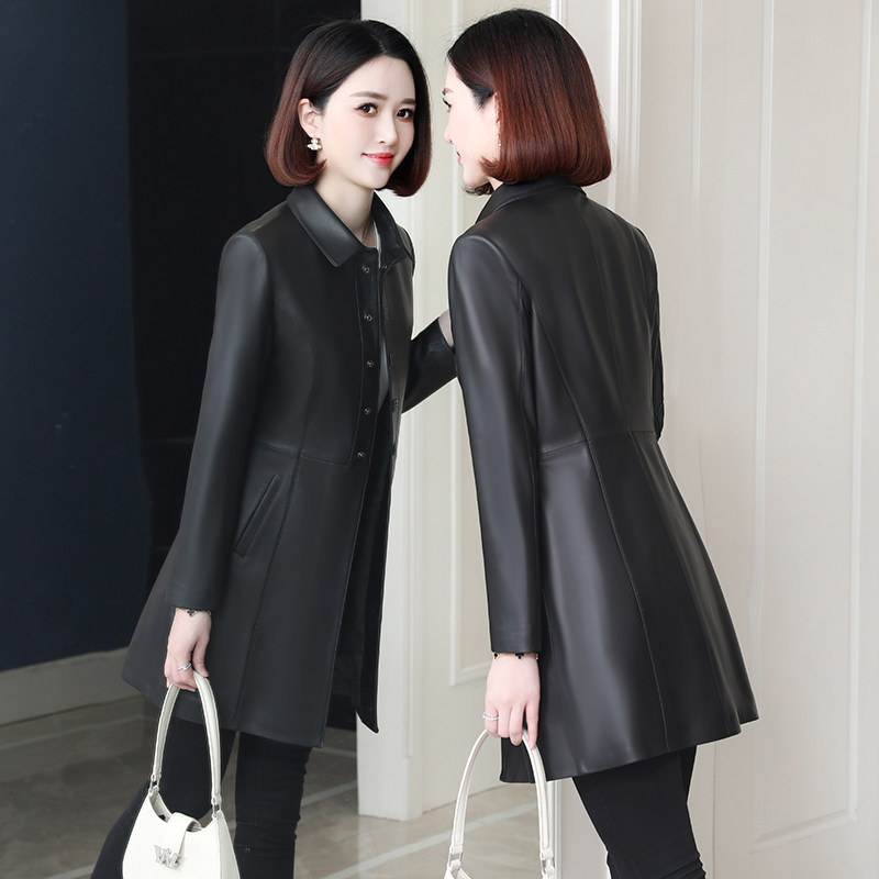 海宁真皮皮衣女新款春秋修身中长气质妈妈绵羊皮单装风衣皮草外套,女装/女士精品,皮衣,淘宝优惠券,粉丝福利购,淘宝优惠卷