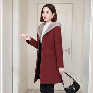 水貂毛内胆可脱卸尼克服皮草外套 妈妈中长款 派克服女2024新款 冬季