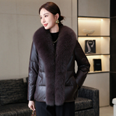 海宁真皮羽绒服女短款 2025新款 冬小个子淑女海宁狐狸毛皮衣绵羊皮