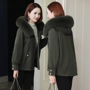派克服女短款2025新款冬装小个子濑兔真毛可脱卸内胆海宁皮草大衣
