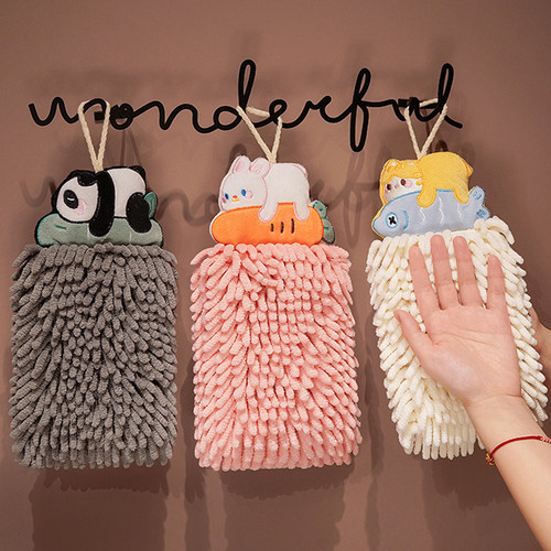 雪尼尔擦手巾挂式吸水抹手毛巾