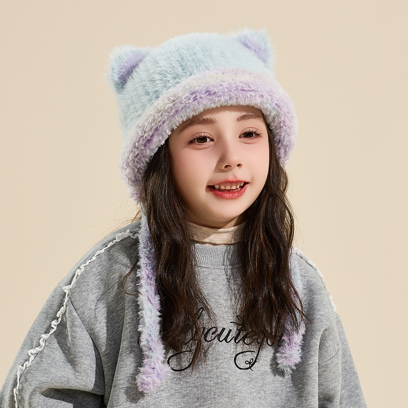 【秋冬外出bi备】儿童猫耳包头帽