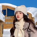 米色针织帽女冬季 显脸小堆堆帽大头毛线帽子秋冬护耳保暖冷帽可爱