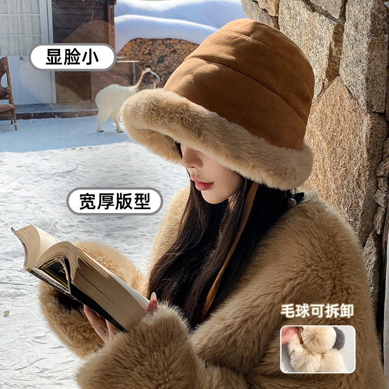 毛绒渔夫帽女秋冬季2024新款保暖护耳雷锋帽加绒厚挂绳防风盆帽子,服饰配件/皮带/帽子/围巾,帽子,淘宝优惠券,粉丝福利购,淘宝优惠卷