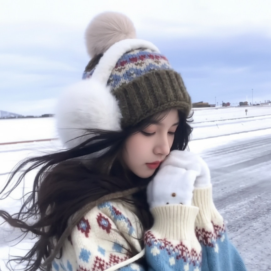 费尔岛风针织毛线帽女2025新款冬季保暖防寒毛球提花装饰包头帽子,服饰配件/皮带/帽子/围巾,帽子,淘宝优惠券,粉丝福利购,淘宝优惠卷