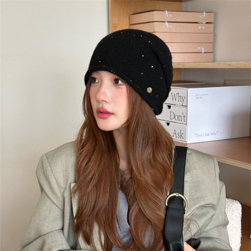 【冬季热卖】卷边亮片堆堆帽