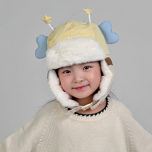 儿童雷锋帽男孩秋冬季保暖护耳帽2025新款女童蜜蜂加绒加厚防风帽