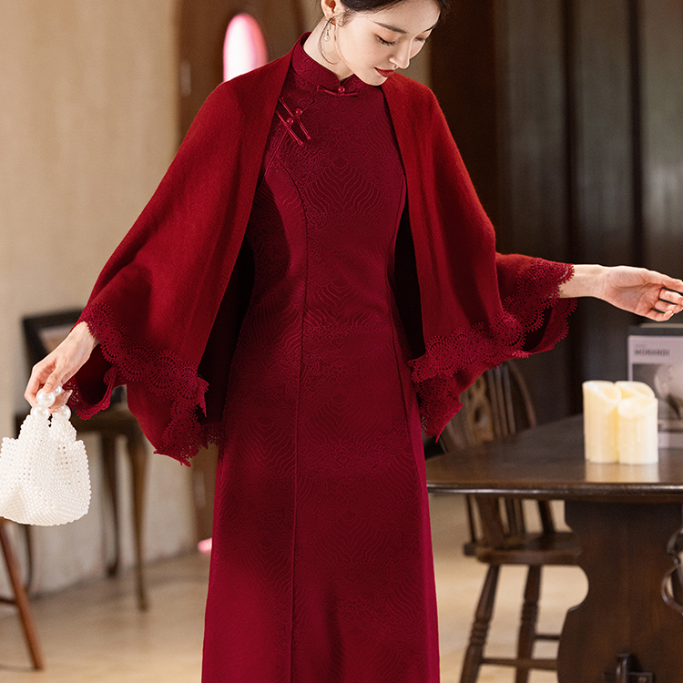 【结婚礼服】红色旗袍披肩