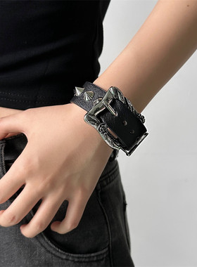 【复古朋克】辣妹风皮质铆钉手链