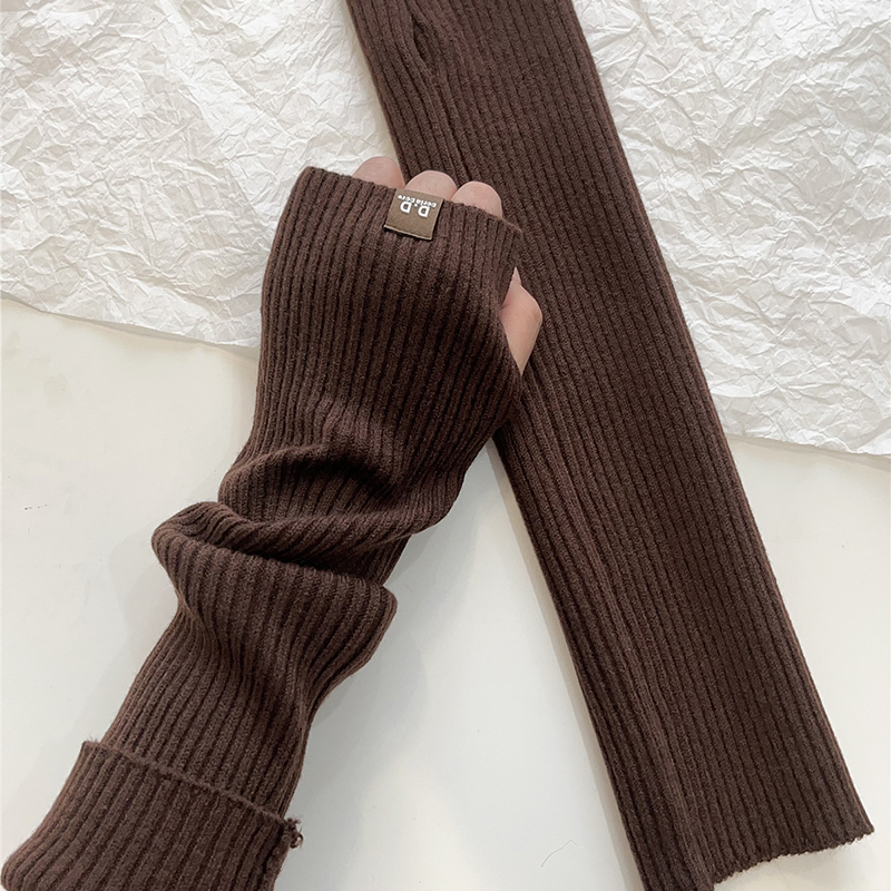 简约款长款半指手套秋冬季新款针织长款堆堆袖套百搭小众防寒保暖