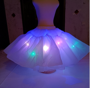 创设计发亮裙撑欧根纱儿童灯笼裙撑洛丽塔无骨lolita软纱发光裙撑