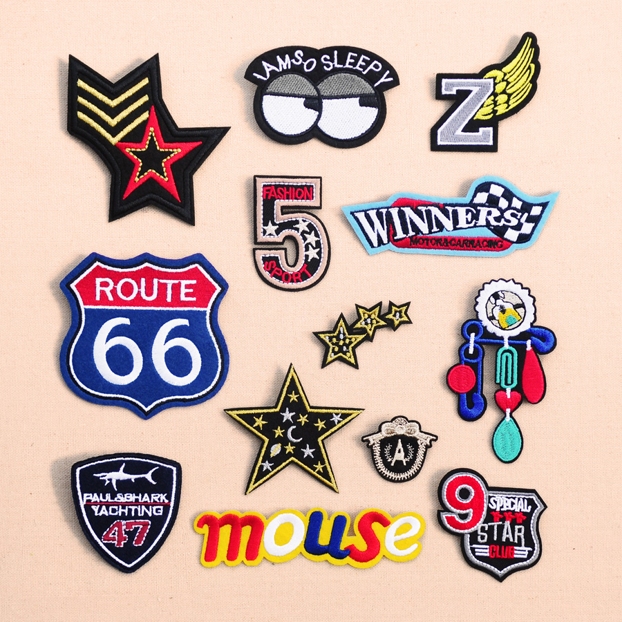 小号徽章布贴花补丁贴衣服裤子羽绒牛仔装修补破洞贴时尚刺绣贴布