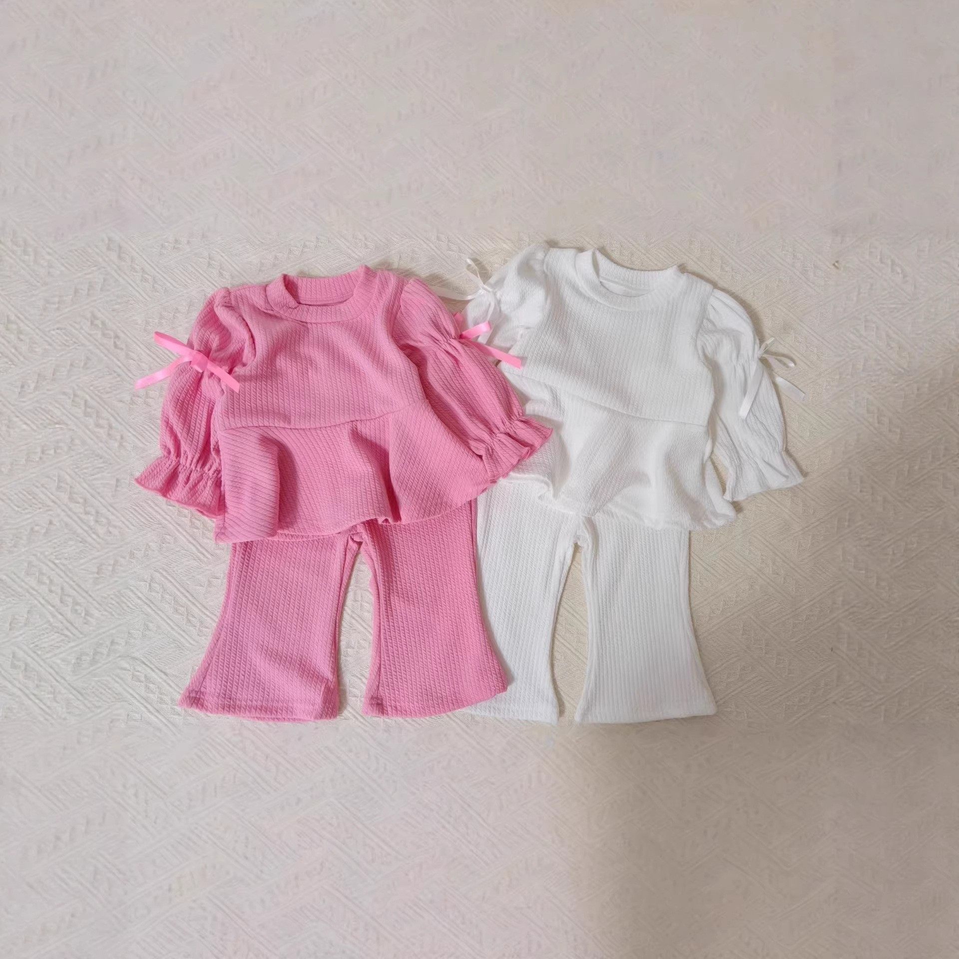 韩版ins蝴蝶结娃娃衫女童宝宝洋气泡泡袖喇叭裤卫衣两件套公主风,童装/婴儿装/亲子装,套装,淘宝优惠券,粉丝福利购,淘宝优惠卷