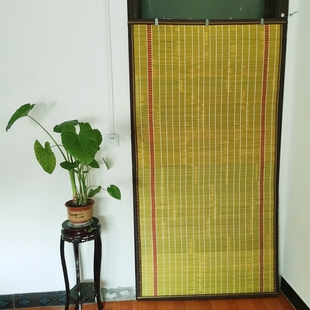 竹子竹帘防蚊蝇通风夏季 咖啡色双层包边中式 竹门帘免打孔家用挂帘