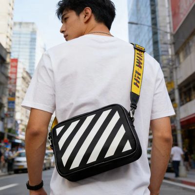 2026新款欧美潮牌男包休闲迷你条纹小方包斜跨包